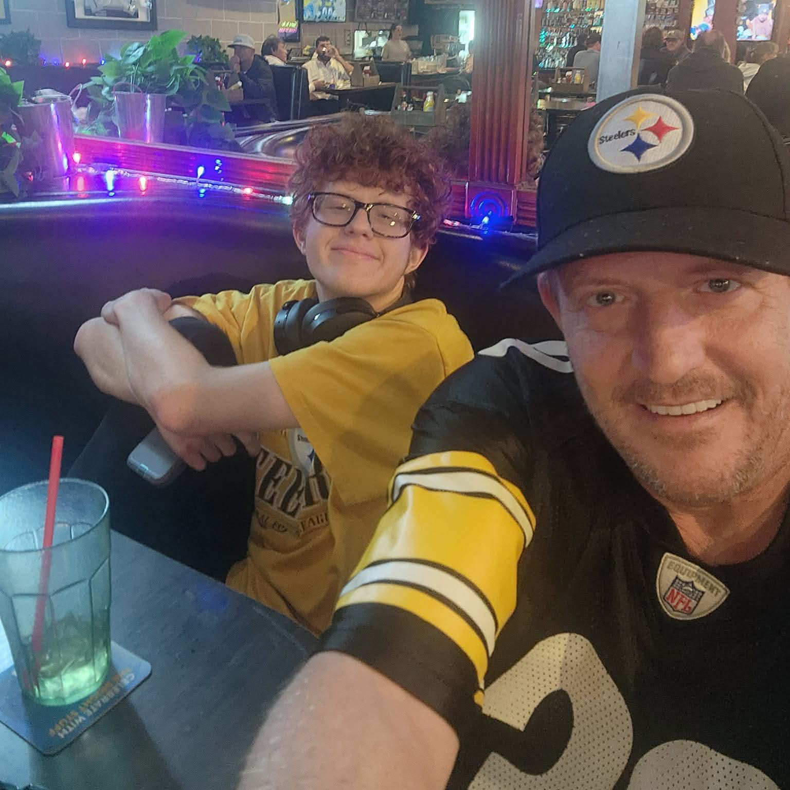 Matt Ordeshook and his son watching the Steelers